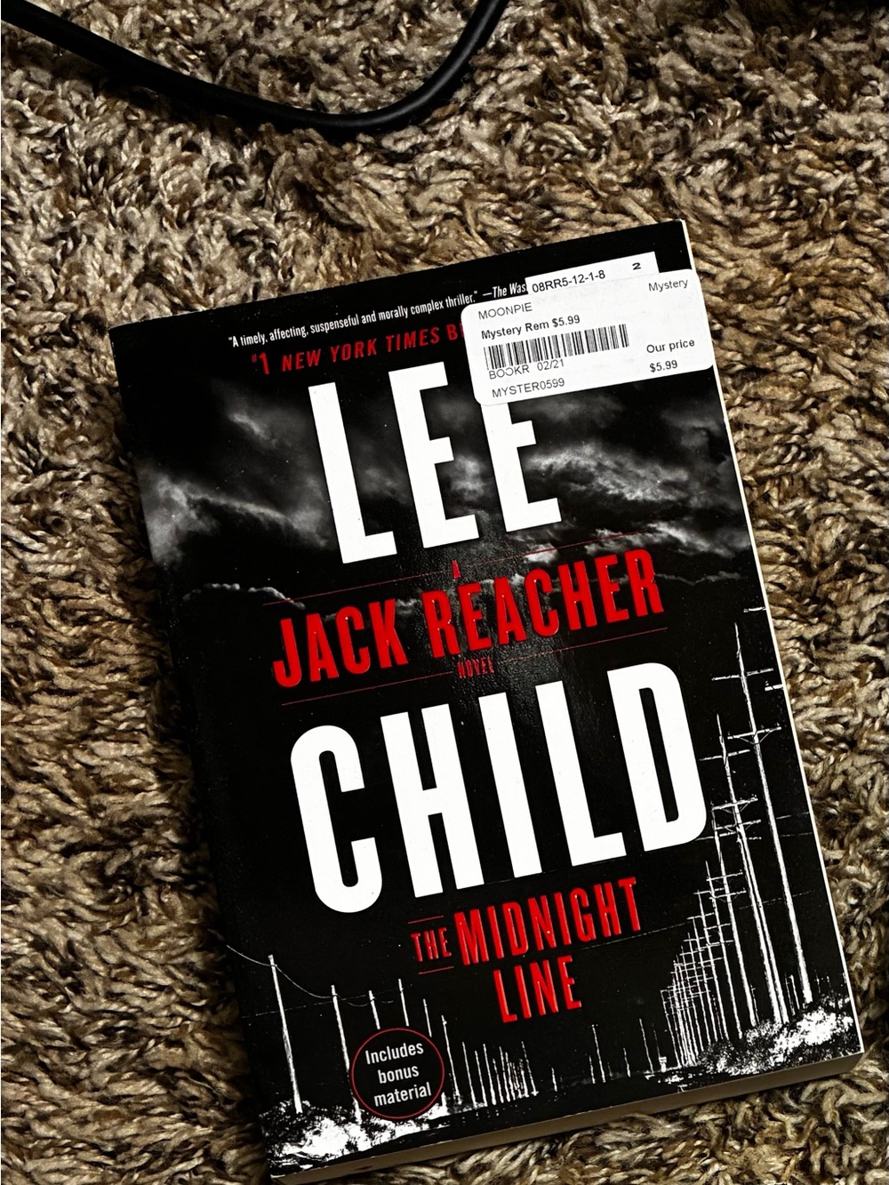 Lee Child "The Midnight Line" Paperback - Black & Red Cover